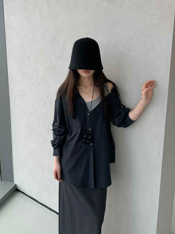 Drop Shoulder Shirt with Tank Strap