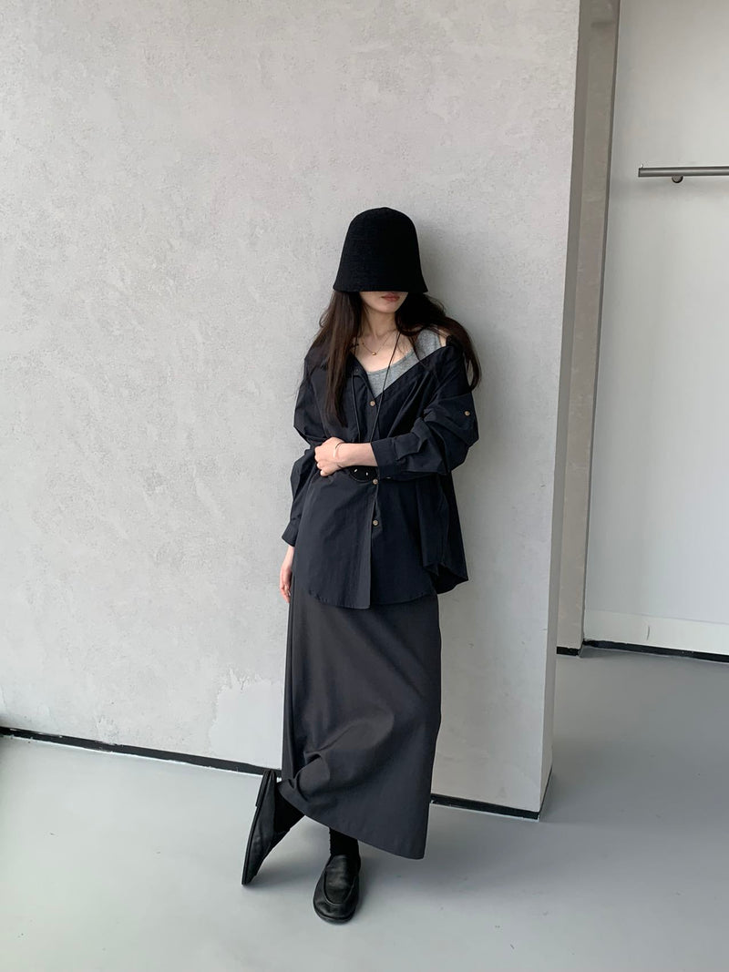 Drop Shoulder Shirt with Tank Strap