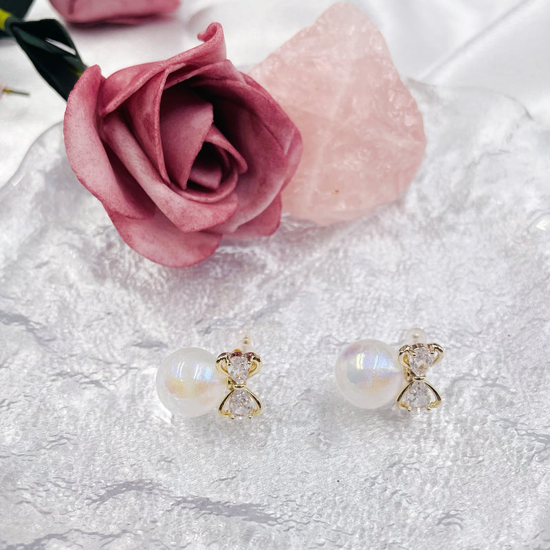 Big Pearl with Bow Earrings