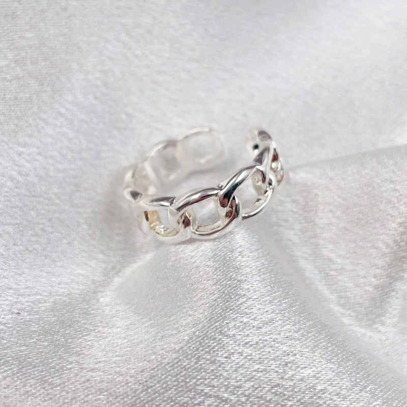 Silver Wide Chain Open Ring