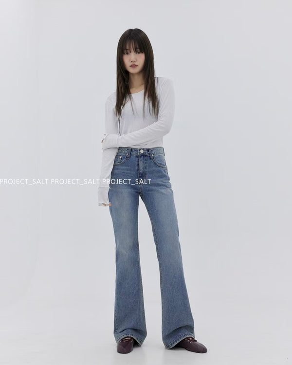 Fray Hem Slight Flare Jeans