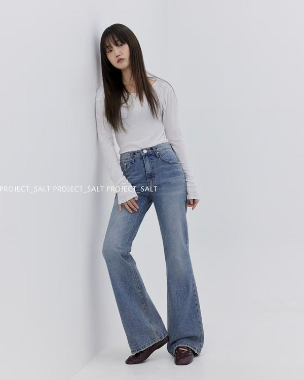 Fray Hem Slight Flare Jeans