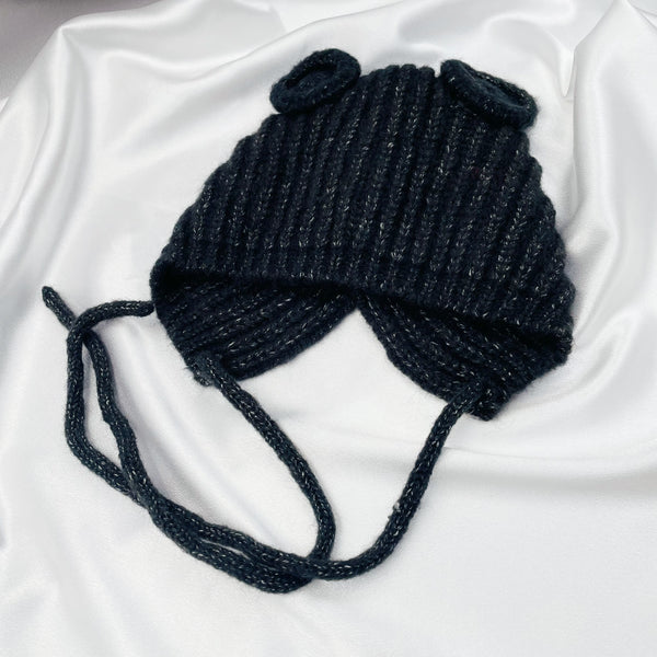 Mixed Color Knit Bear Ear Beanie