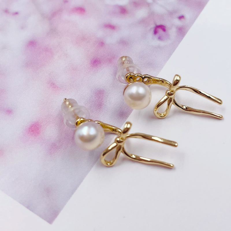 Pearl Stud with Bow Backing Earrings