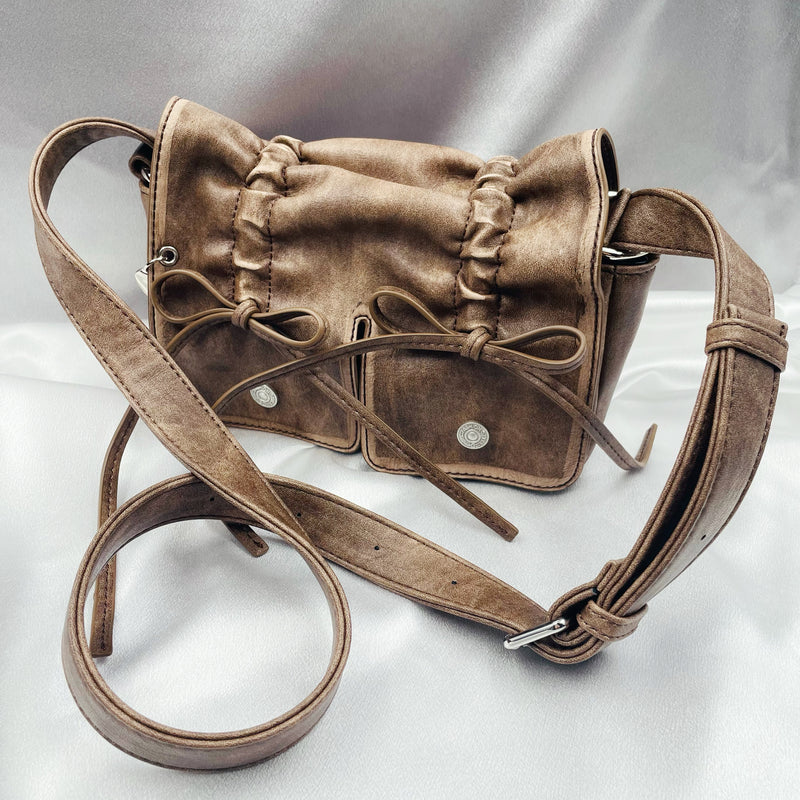 Drawstring Bows Leather Mini Shoulder Bag