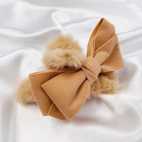 Fur Hair Clip with Bow