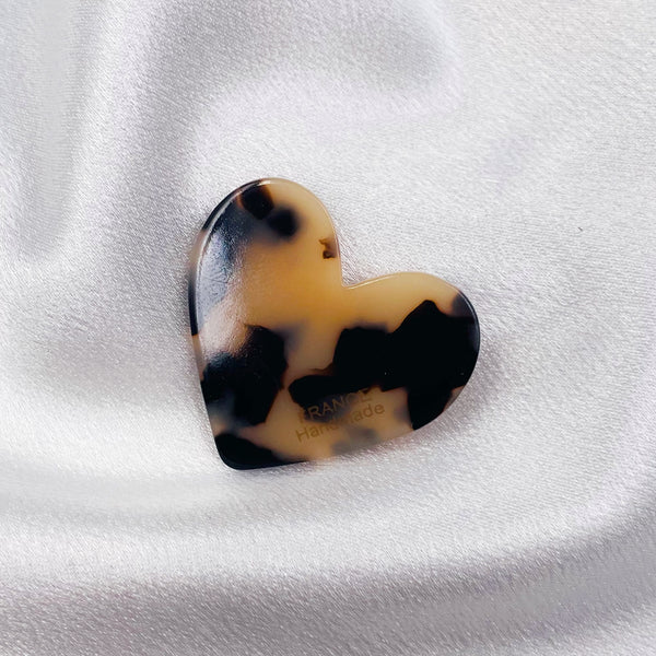 Leopard Pattern Mini Heart Acrylic Hair Clip