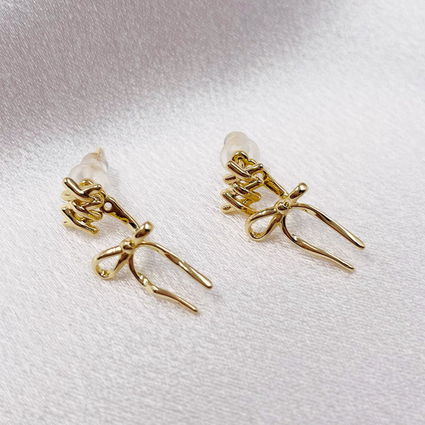 Lace Up with Bow Backing Earrings