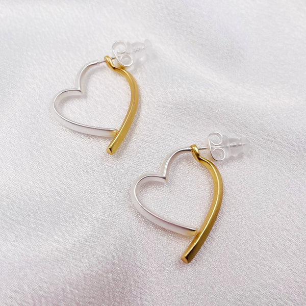 Two-tone Heart Earrings