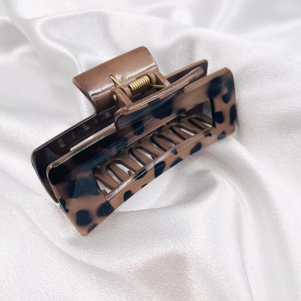 Acrylic Leopard Rectangle Hair Clip