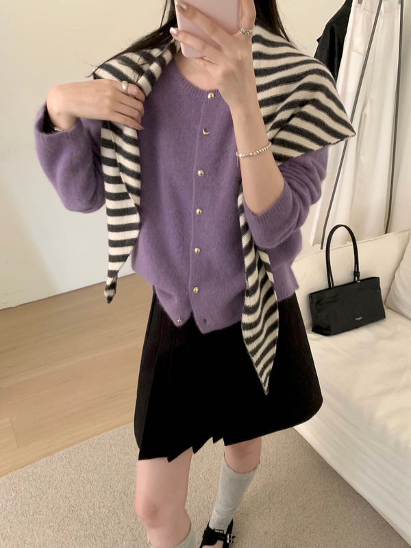 Gold Buttons Knit Cardigan