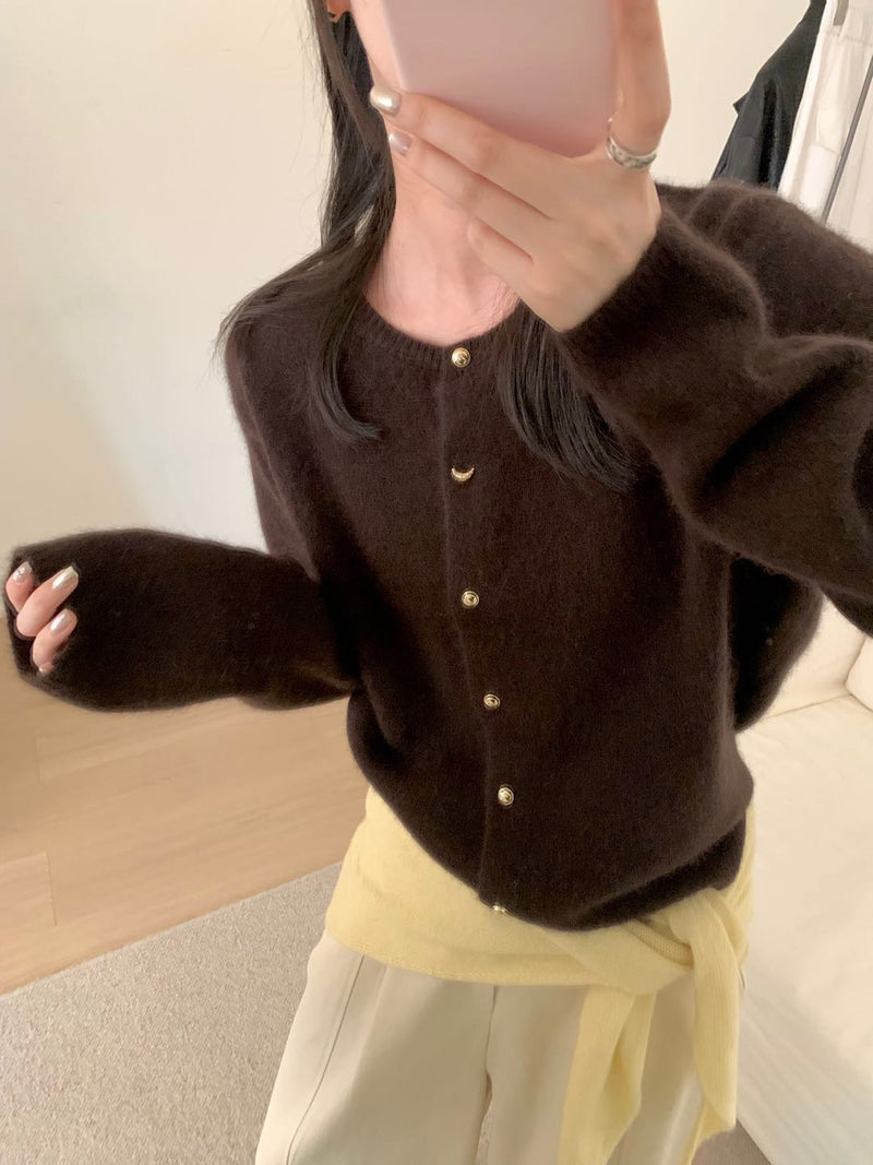Gold Buttons Knit Cardigan