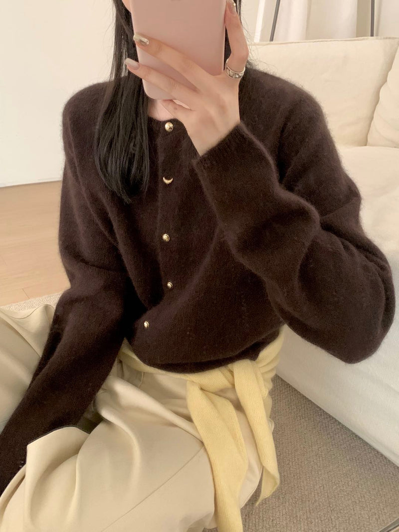 Gold Buttons Knit Cardigan