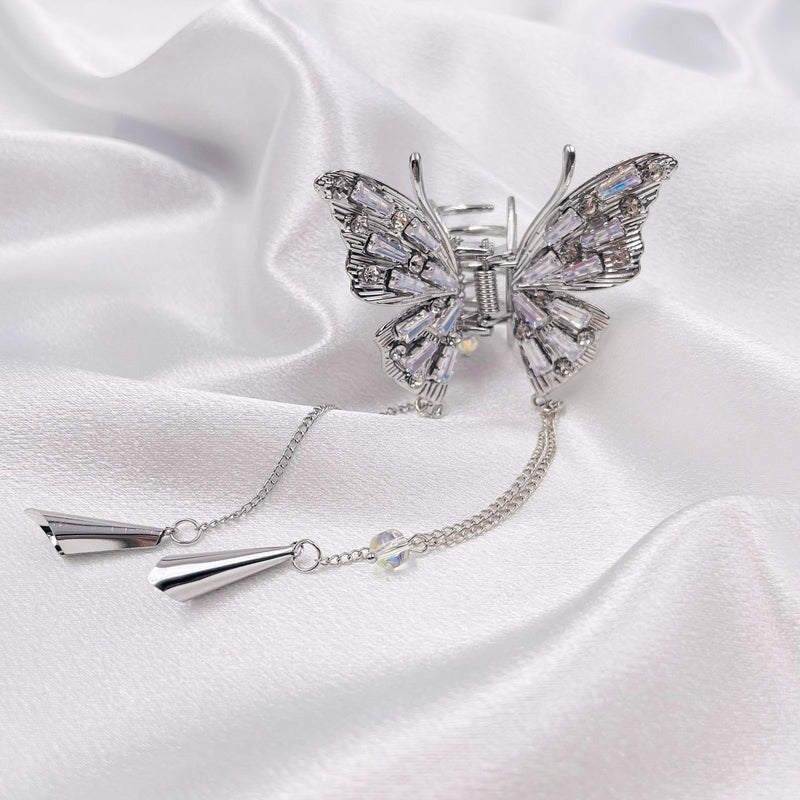 Rhinestone Butterfly with Tassels Hair Clip