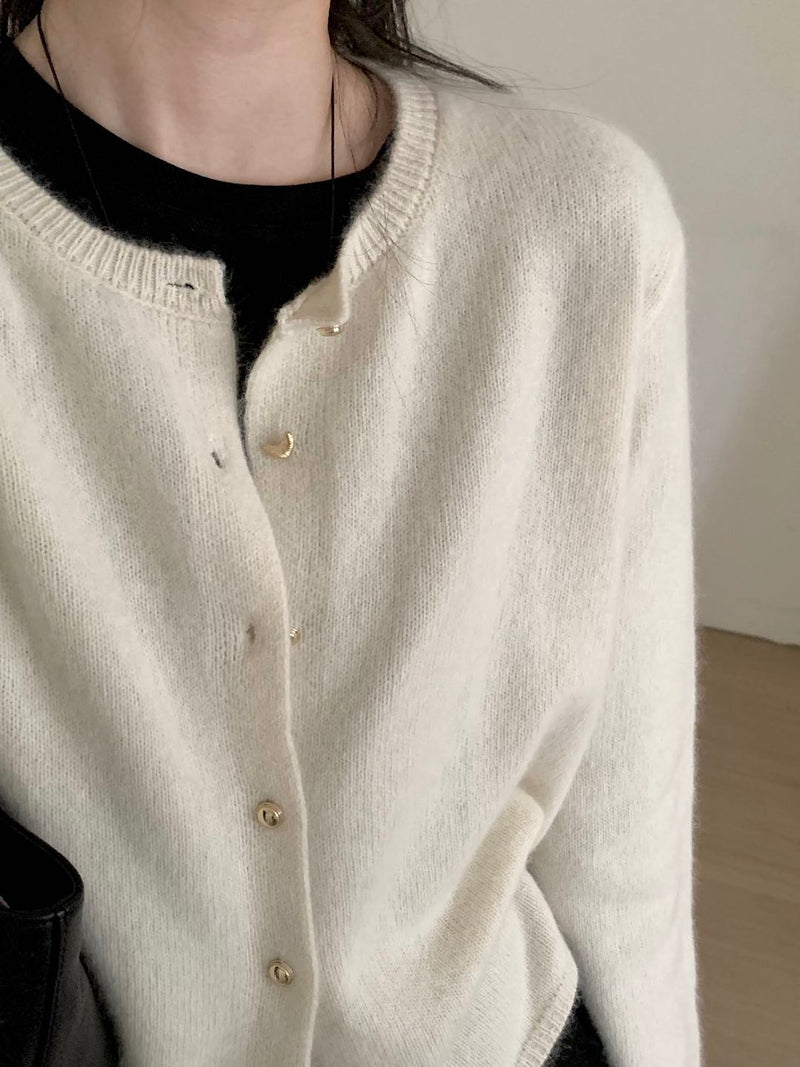 Gold Buttons Knit Cardigan
