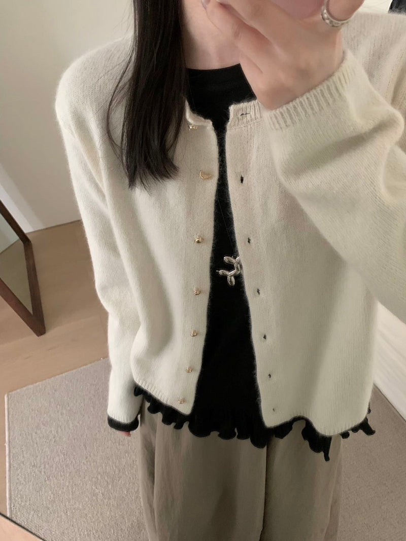 Gold Buttons Knit Cardigan