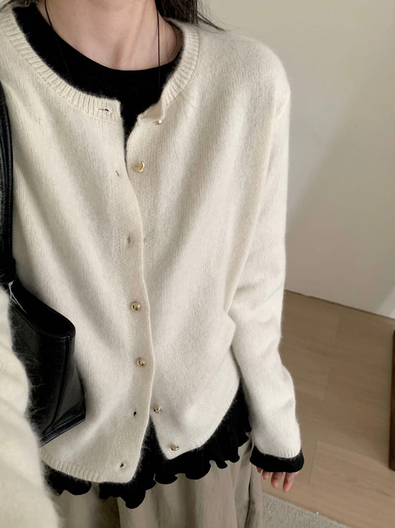 Gold Buttons Knit Cardigan
