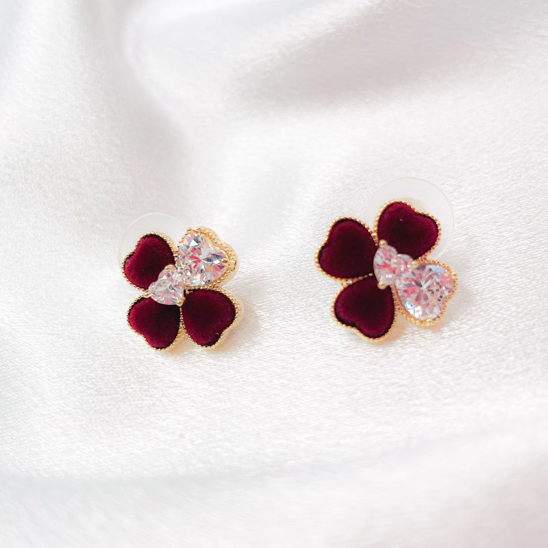 Red Velvet Clover Earrings