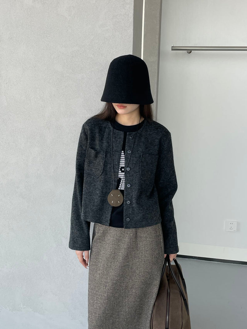 Front Pockets Knit Jacket