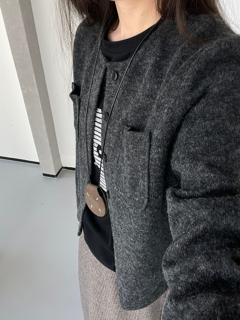 Front Pockets Knit Jacket