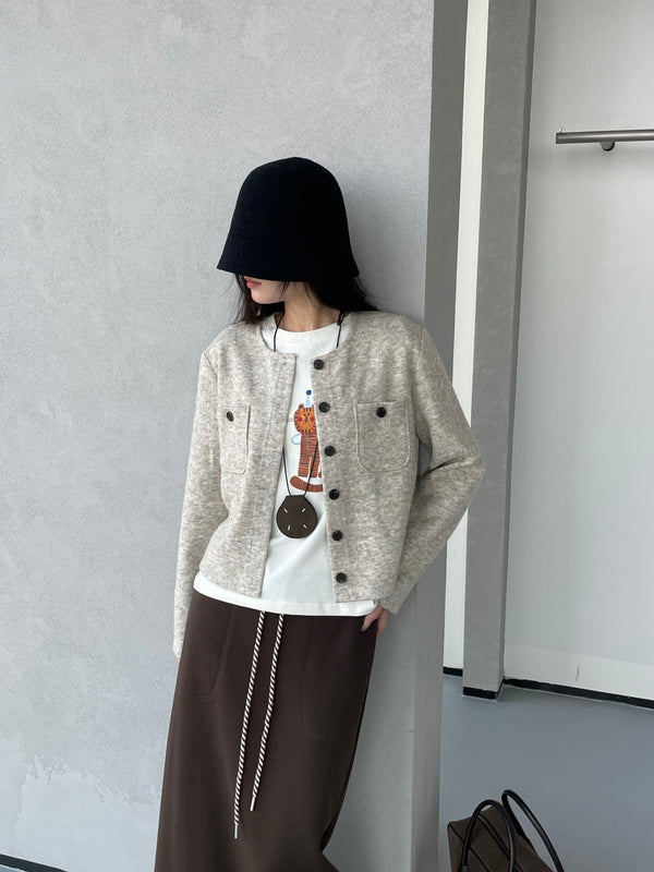 Front Pockets Knit Jacket