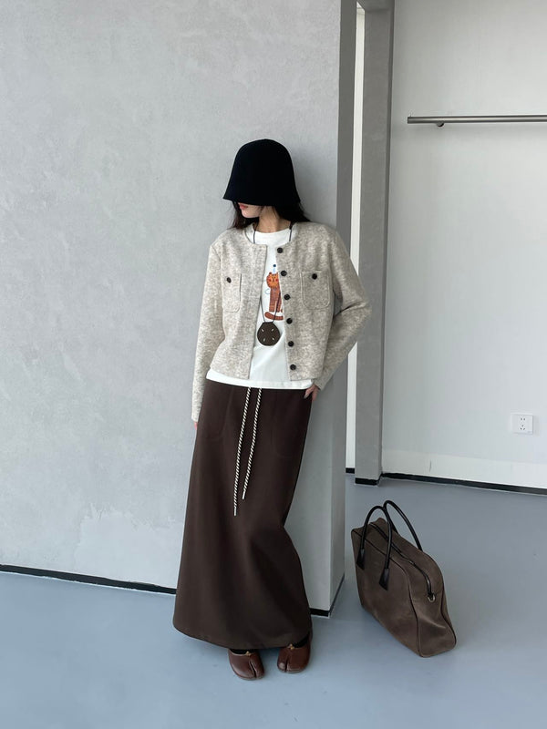 Front Pockets Knit Jacket