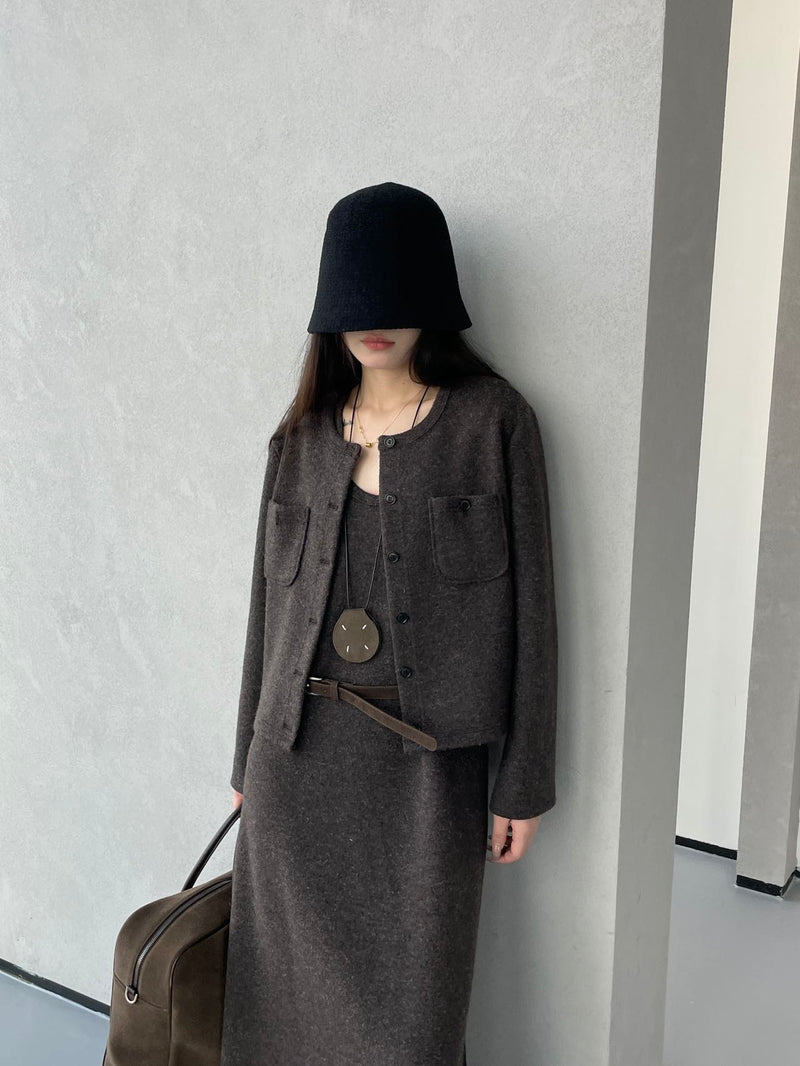 Front Pockets Knit Jacket