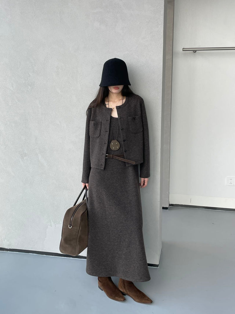 Front Pockets Knit Jacket
