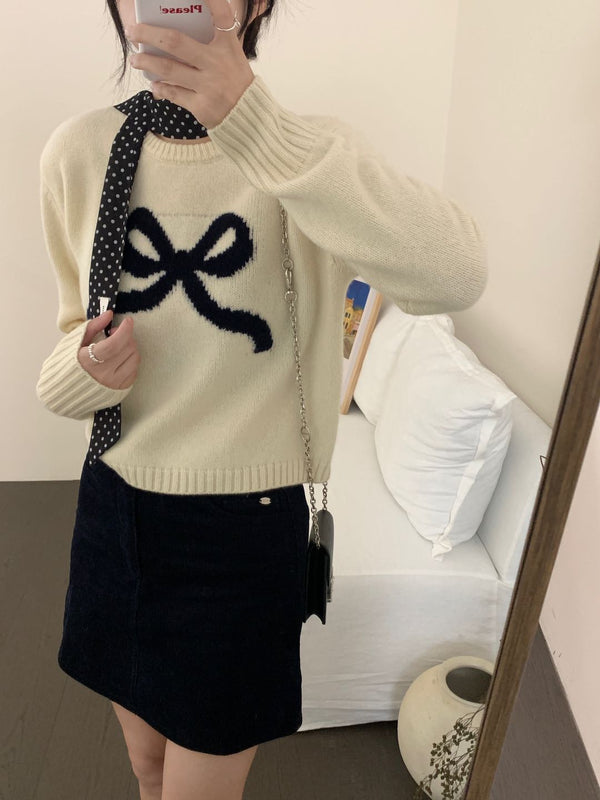 Bow Wool Knit Sweater