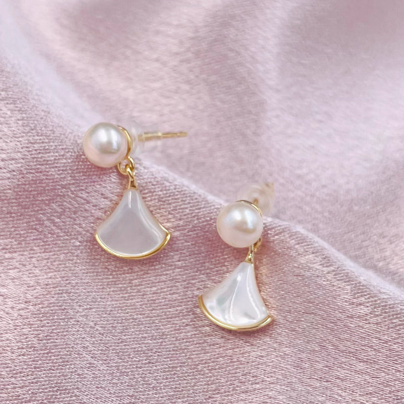 Pearl with Fan Shape Earrings