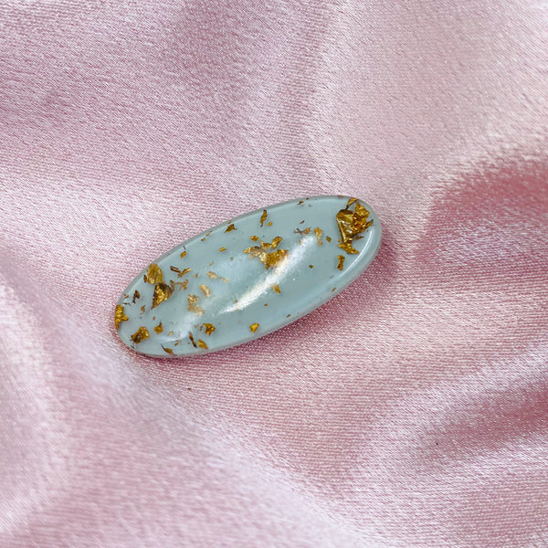 Acrylic Oval with Gold Foil Mini Hair Clip