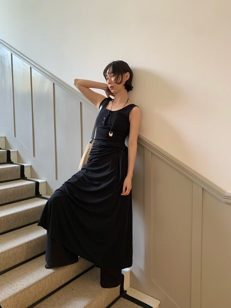 Soft Flare Maxi Tank Dress with Waistband