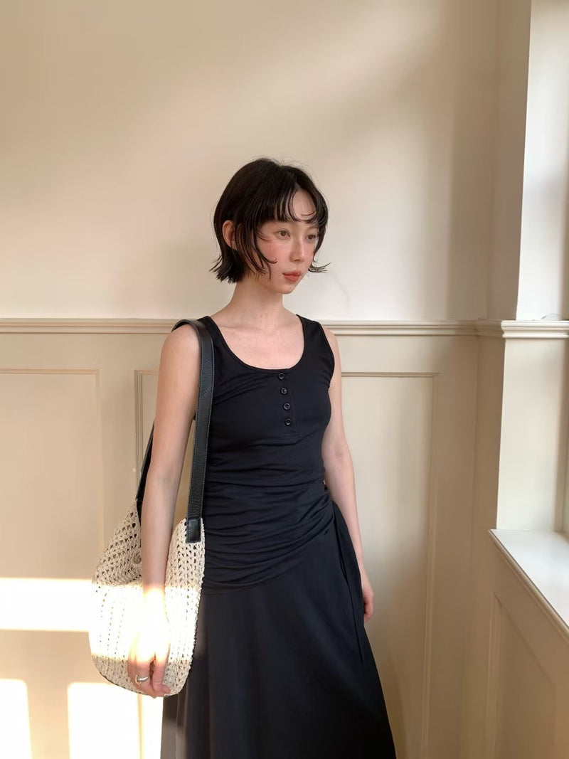 Soft Flare Maxi Tank Dress with Waistband