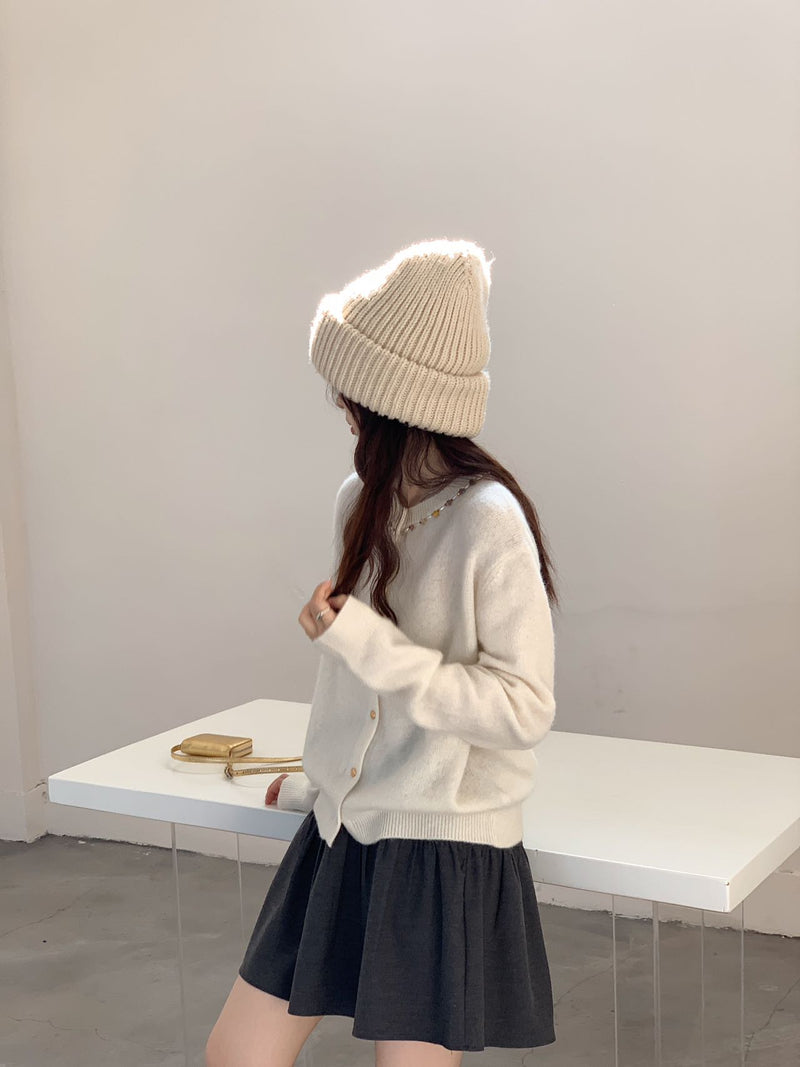 Beads Neckline Button Up Cardigan