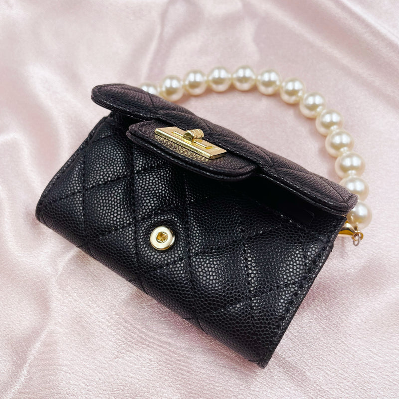 Mini Card Wallet with Pearl Chain