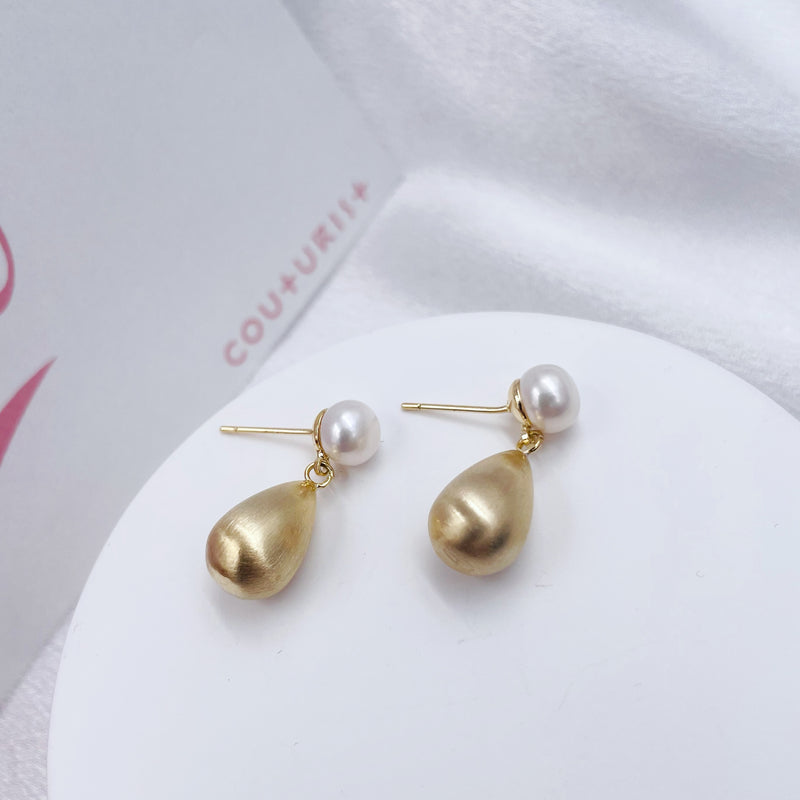 Pearl with Gold Drop Earrings