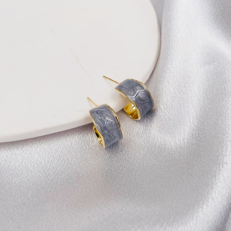 Shiny Color Paint Hoop Earrings