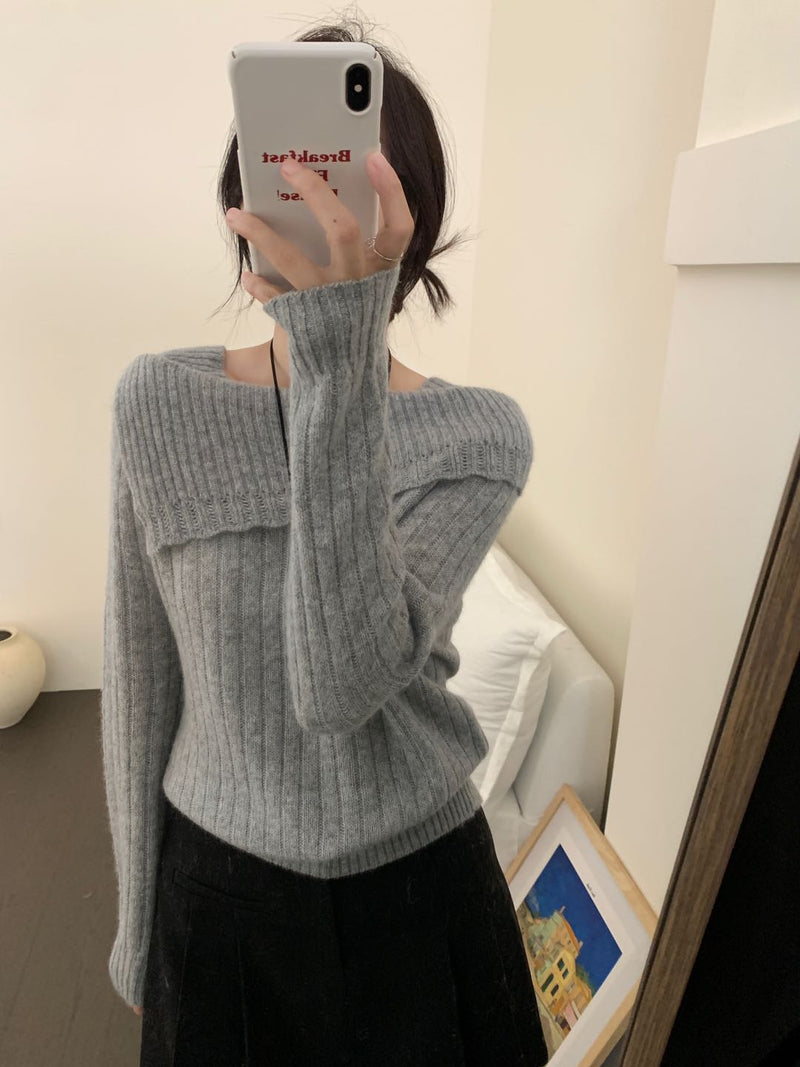 Drop Shoulder Cable Knit Sweater