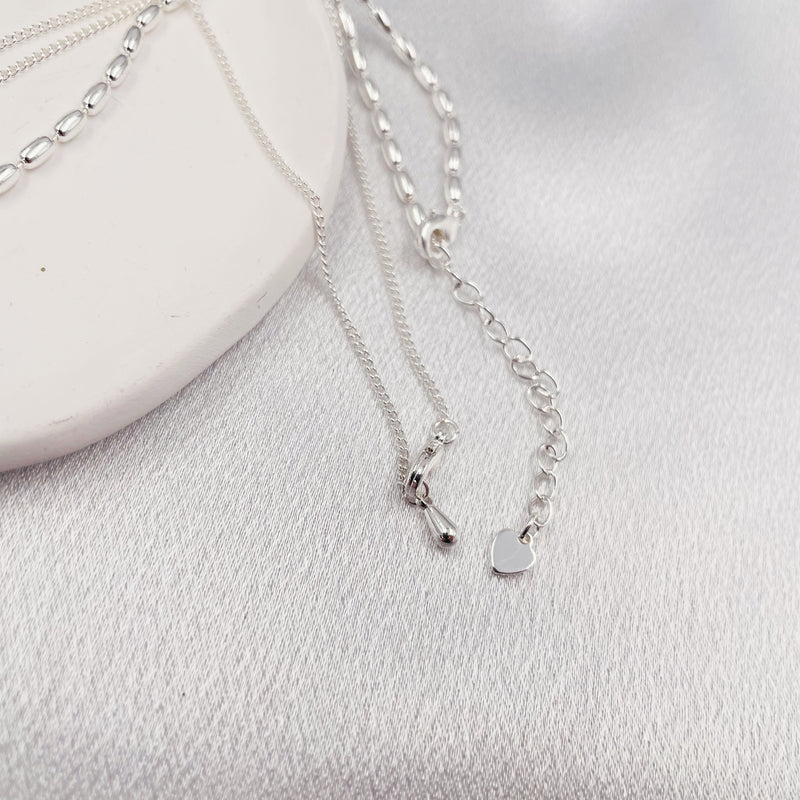 Two-layered Chains with Single Pearl Necklace Set