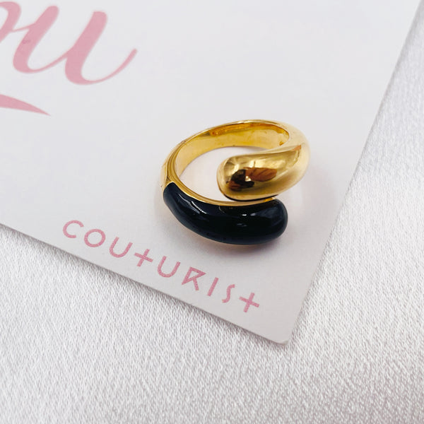 Black and Gold Two-layered Metal Ring