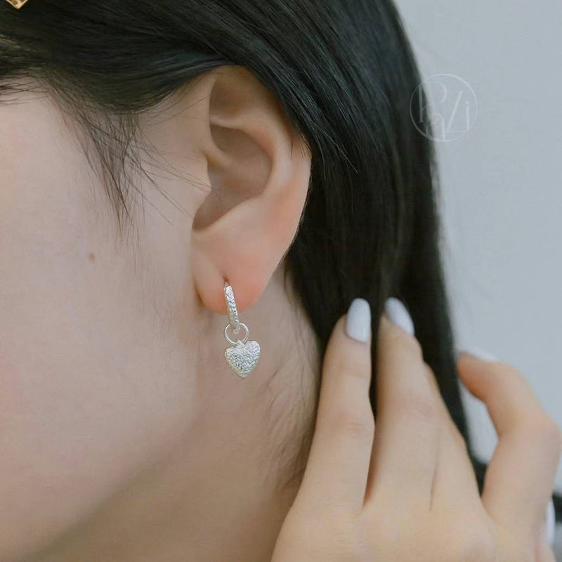 Asymmetrical Pearl and Heart Hoop Earrings