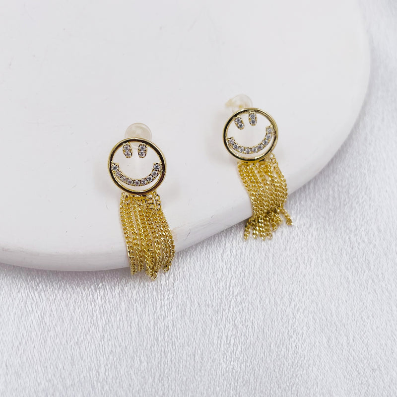 Smiley Face with Tassels Earrings