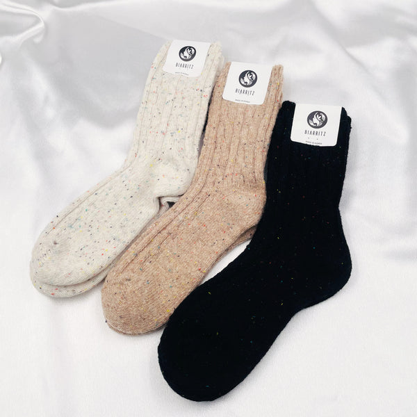 Mixed Color Knit Ribbed Socks