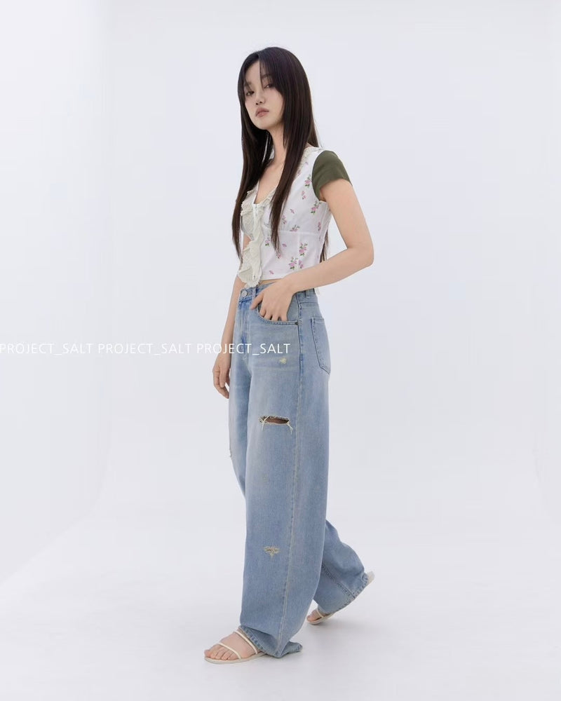 Small Distress Baggy Jeans