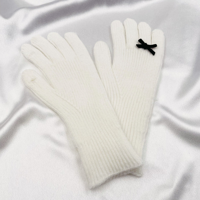 Single Bow Knit Gloves