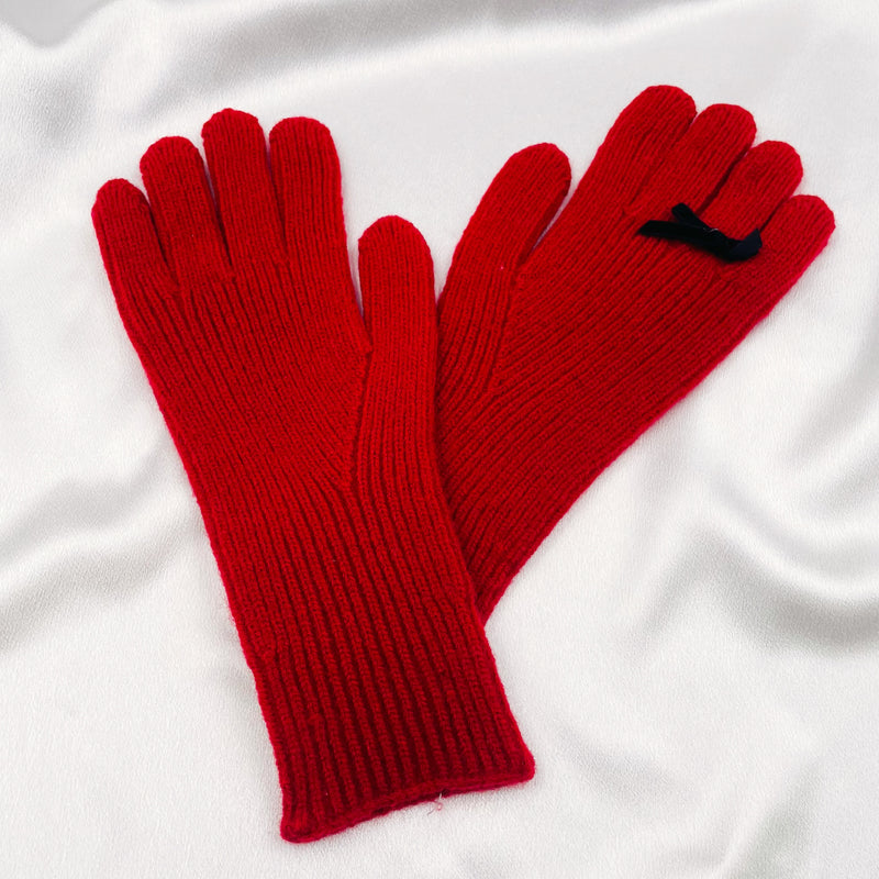 Single Bow Knit Gloves
