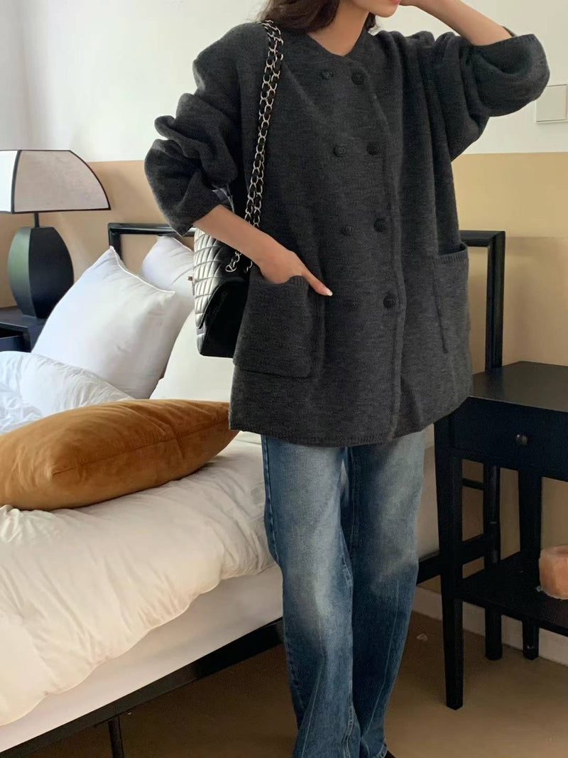 Oversized Double-breasted Cardigan