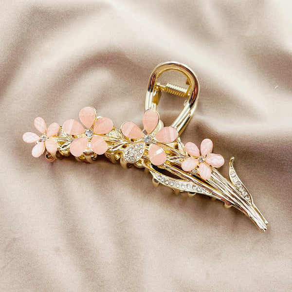 Rhinestone Flower Metal Hair Clip