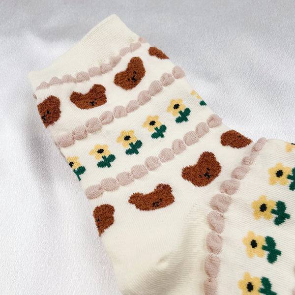 Bear and Flower Socks
