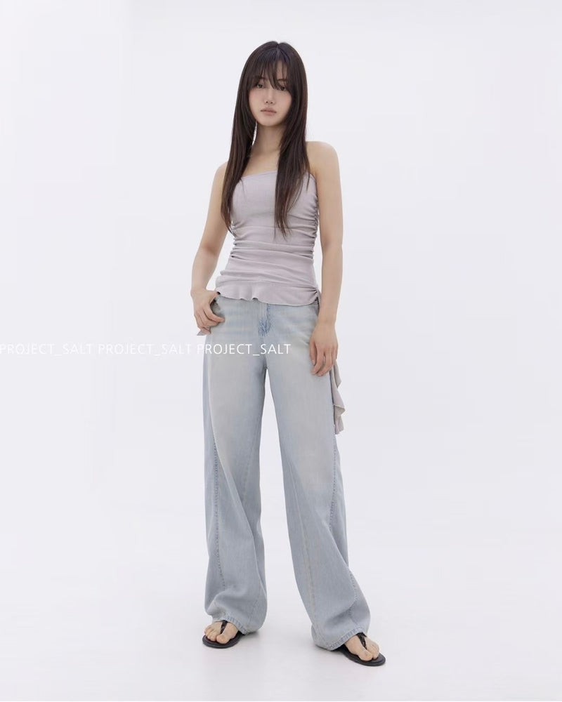 Front Seams Straight Leg Jeans